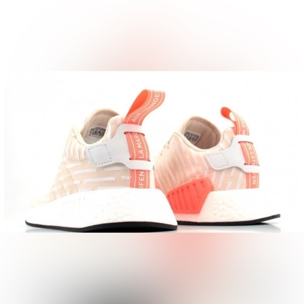 Adidas NMD R2 Primeknit Linen Women Sneaker Sz 6 Beige Khaki Coral Size: 8.5 - Picture 2 of 9